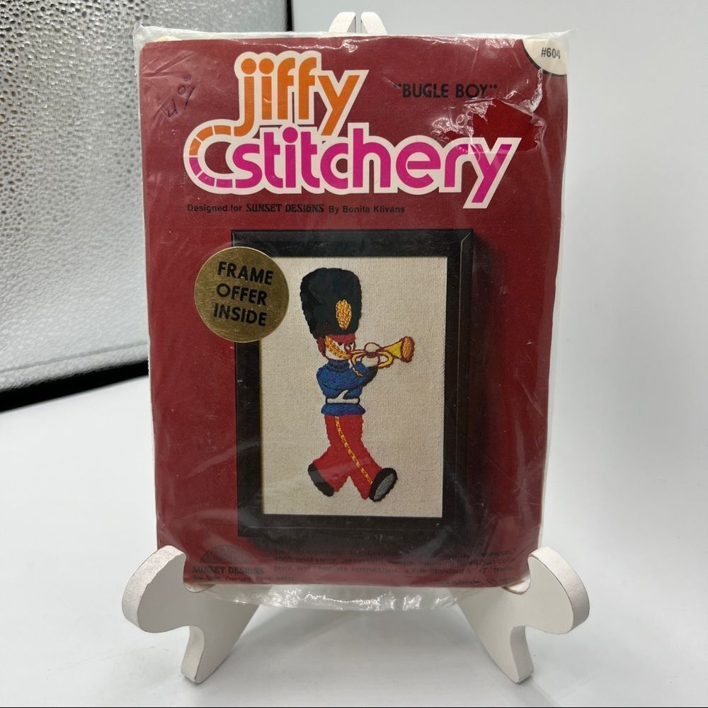 Jiffy Stitchery Bugel Boy crewel needlepoint kit